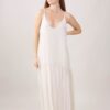 ABITO IN MISTO SETA CON SPALLINE SOTTILI E BALZE - Ivory, TU