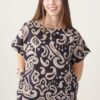 BLUSA A MEZZE MANICHE IN COTONE FANTASIA - Nero, TU