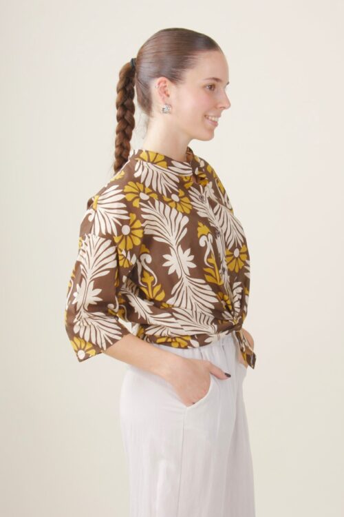 Alternative view of CAMICIA A MEZZE MANICHE IN COTONE FANTASIA