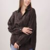 BLUSA A MANICHE LUNGHE SCOLLO A V IN SANGALLO - Dark Brown, TU
