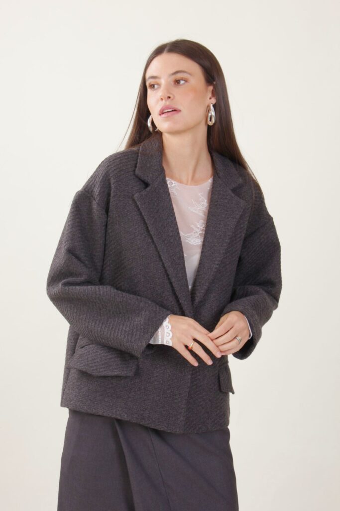 CAPPOTTO CORTO MONOPETTO - Gris, TU 