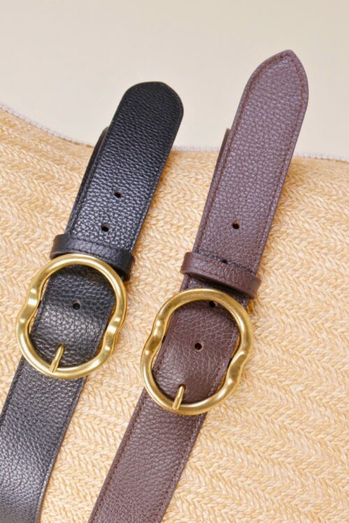 Alternative view of CINTURA CON FIBBIA IN PELLE MARTELLATA