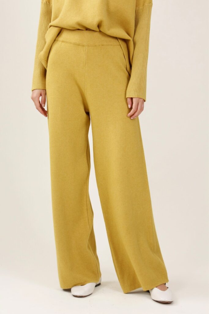 PANTALONE PALAZZO IN MAGLIA - Ocre, TU 