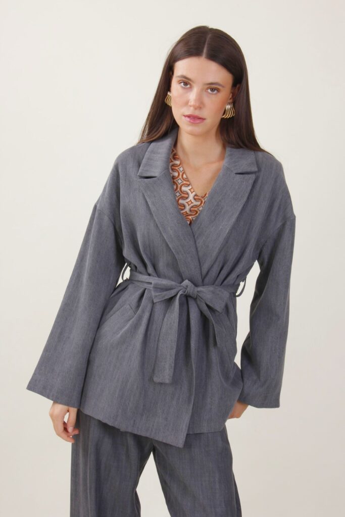 GIACCA KIMONO CON FODERA FANTASIA - Negro, TU 