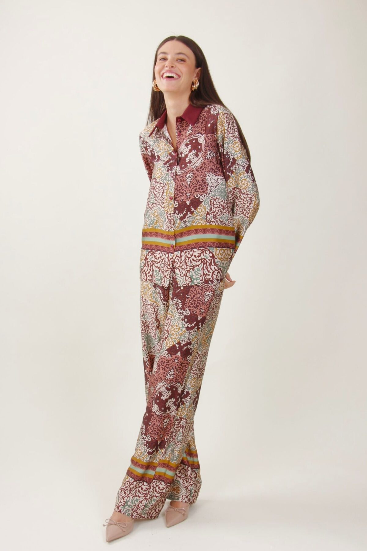 PANTALONE PALAZZO EFFETTO RASO