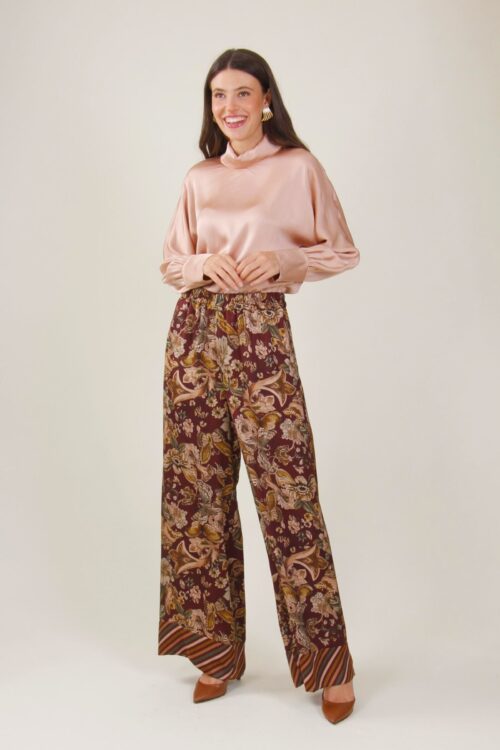 PANTALONI A PALAZZO IN VISCOSA FANTASIA FLOREALE