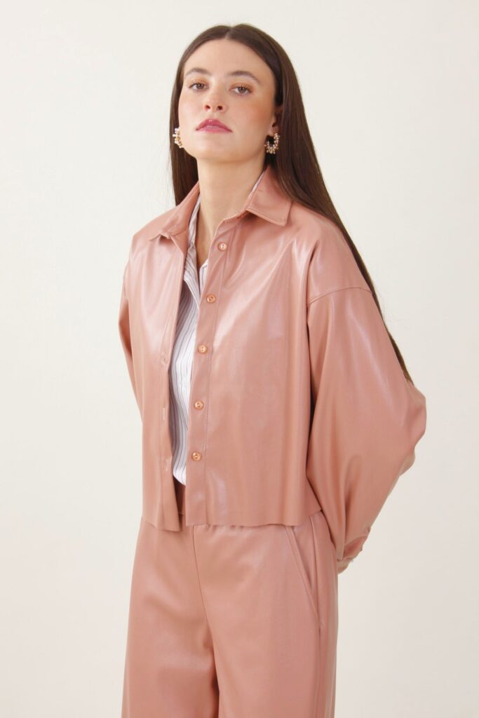 GIACCA CAMICIA CROP IN ECOPELLE - Polvo, TU 