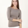 MAGLIA ADERENTE CON MANICA A 3/4 - Fango, TU