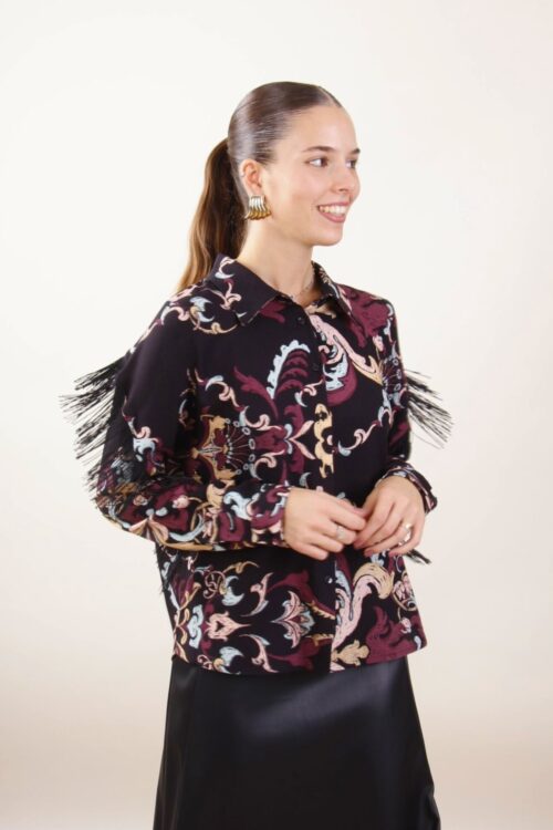 CAMICIA FLOREALE CON FRANGE