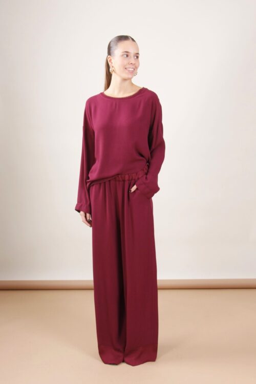 PANTALONI AMPI A PALAZZO IN CRÊPE DI VISCOSA