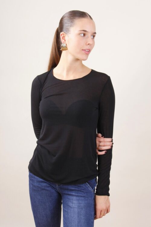 CASHMIRETTA CON SCOLLO ROTONDO - Schwarz, TU