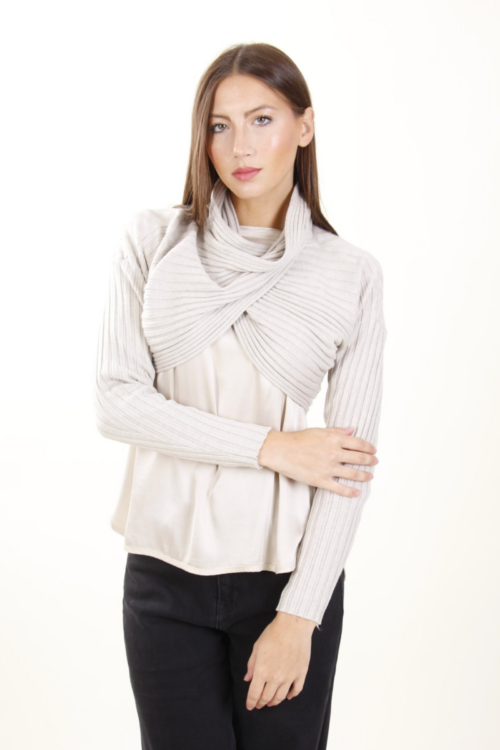 MAGLIA CROP CON SCOLLO INCROCIATO