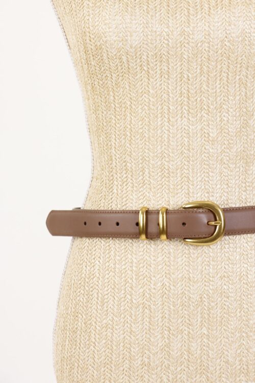 Alternative view of CINTURA IN VERA PELLE FIBBIA DORATA