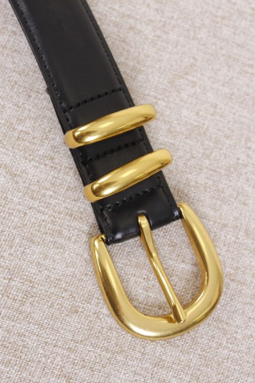 CINTURA IN VERA PELLE FIBBIA DORATA