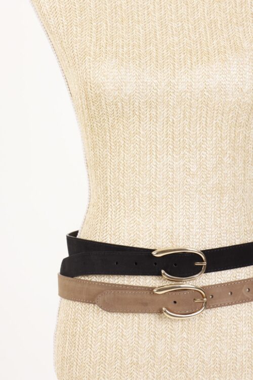 Alternative view of CINTURA IN VERA PELLE SCAMOCIATA CON FIBBIA OVALE