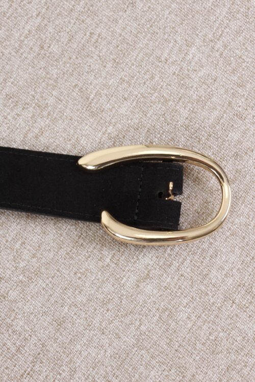 CINTURA IN VERA PELLE SCAMOCIATA CON FIBBIA OVALE