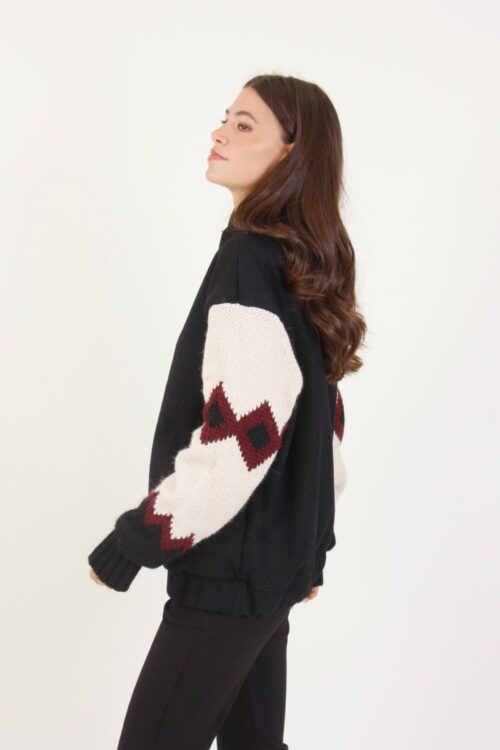 Alternative view of BOMBER CON MANICHE FANTASIA ETNICA IN MISTO LANA