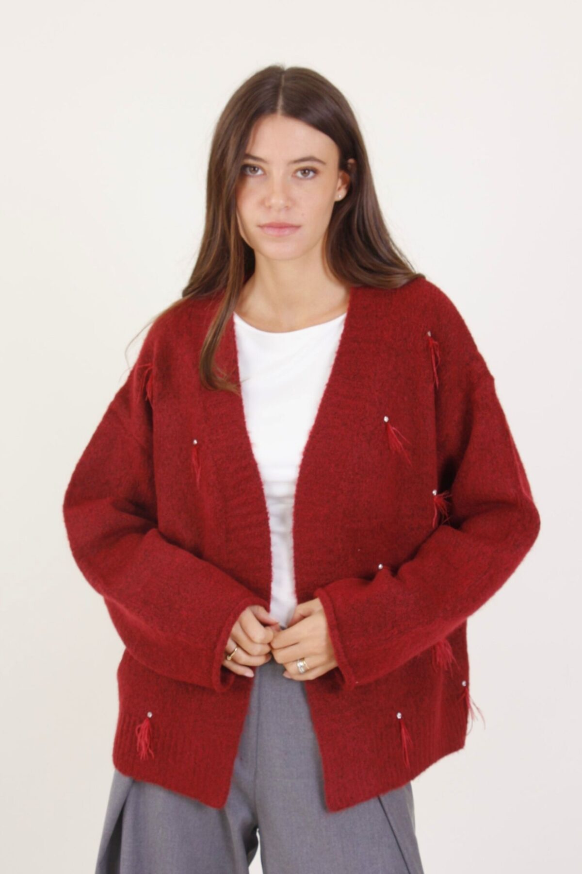 CARDIGAN CON PIUME
