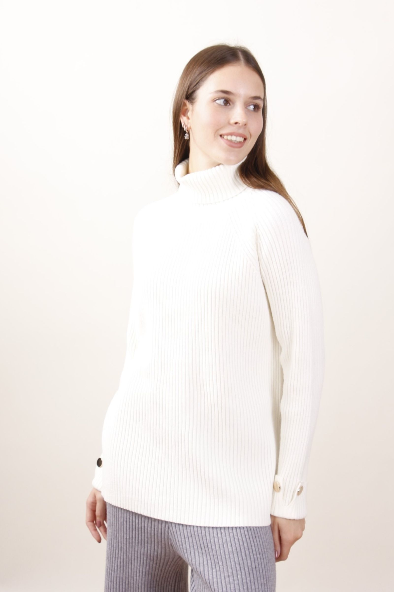 ML23422-80_PANNA MAGLIA A COLLO ALTO A COSTINE - Crema, TU