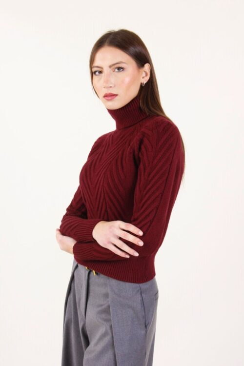 MAGLIONE A COLLO ALTO A TRECCE