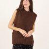 GILET OVERSIZE CON DETTAGLI A  COSTE - Dark Brown, TU