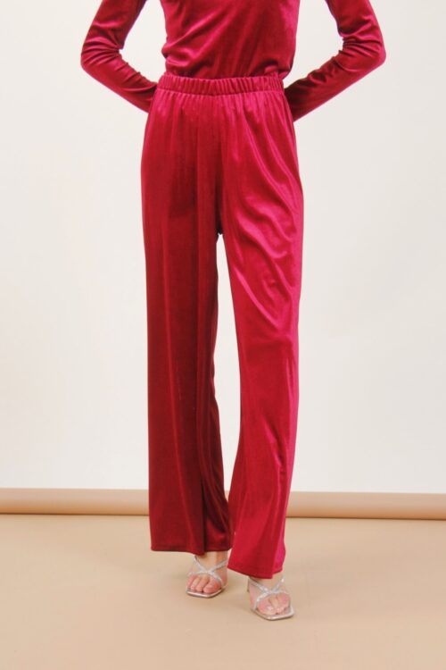 Alternative view of PANTALONI A PALAZZO IN VELLUTO CON ELASTICO IN VITA