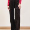 PANTALONI A PALAZZO IN VELLUTO CON ELASTICO IN VITA - Black, TU
