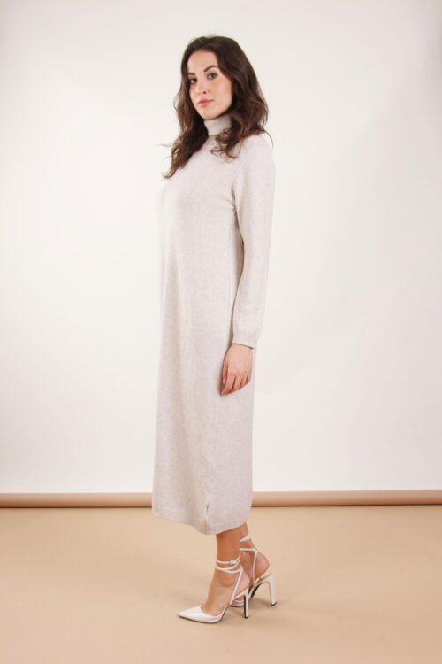 Alternative view of ABITO LUNGO IN MAGLIA CON COLLO ALTO A COSTINE