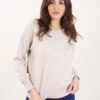 MAGLIA SCOLLO ROTONO CON CUCITURE A VISTA SULLE MANICHE - Beige, TU