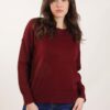 MAGLIA SCOLLO ROTONO CON CUCITURE A VISTA SULLE MANICHE - Bordeaux, TU