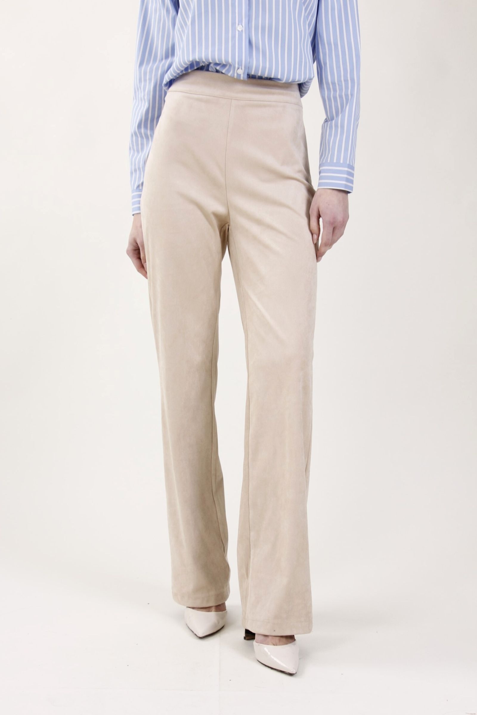 2 PANTALONI IN ECOCAMOSCIO - Beige, S