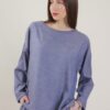 MAGLIA SCOLLO ROTONDO DAL TAGLIO ASIMMETRICO - Denim, S