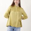 CAMICIA SATIN CON COLLETTO ALLA COREANA E MANICHE ARROTOLABILI - Kiwi, S