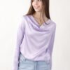 BLUSA BODY SCOLLO A CASCATA IN TESSUTO SATINATO - Lilla, TU
