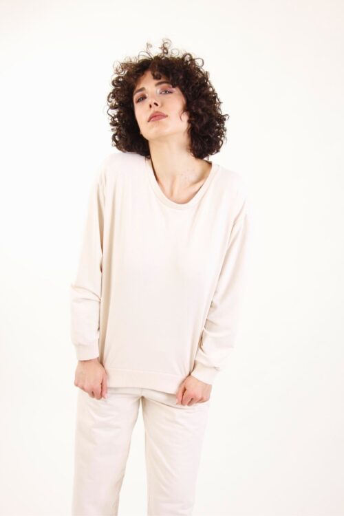 Alternative view of FELPA IN COTONE A MANICHE LUNGHE