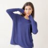 MAGLIA A MANICHE LUNGHE SCOLLO ROTONDO - Blu, TU