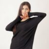 MAGLIA A MANICHE LUNGHE SCOLLO ROTONDO - Nero, TU