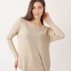 MAGLIA A MANICHE LUNGHE SCOLLO ROTONDO - Sabbia, TU