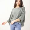 MAGLIA CON MANICHE A 3/4 - Salvia, TU