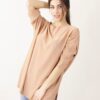 MAGLIA CON MANICHE A 3/4 E POLSI A COSTINE - Rosa, TU