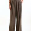 PANTALONI A PALAZZO CON PINCES - Military Olive, S