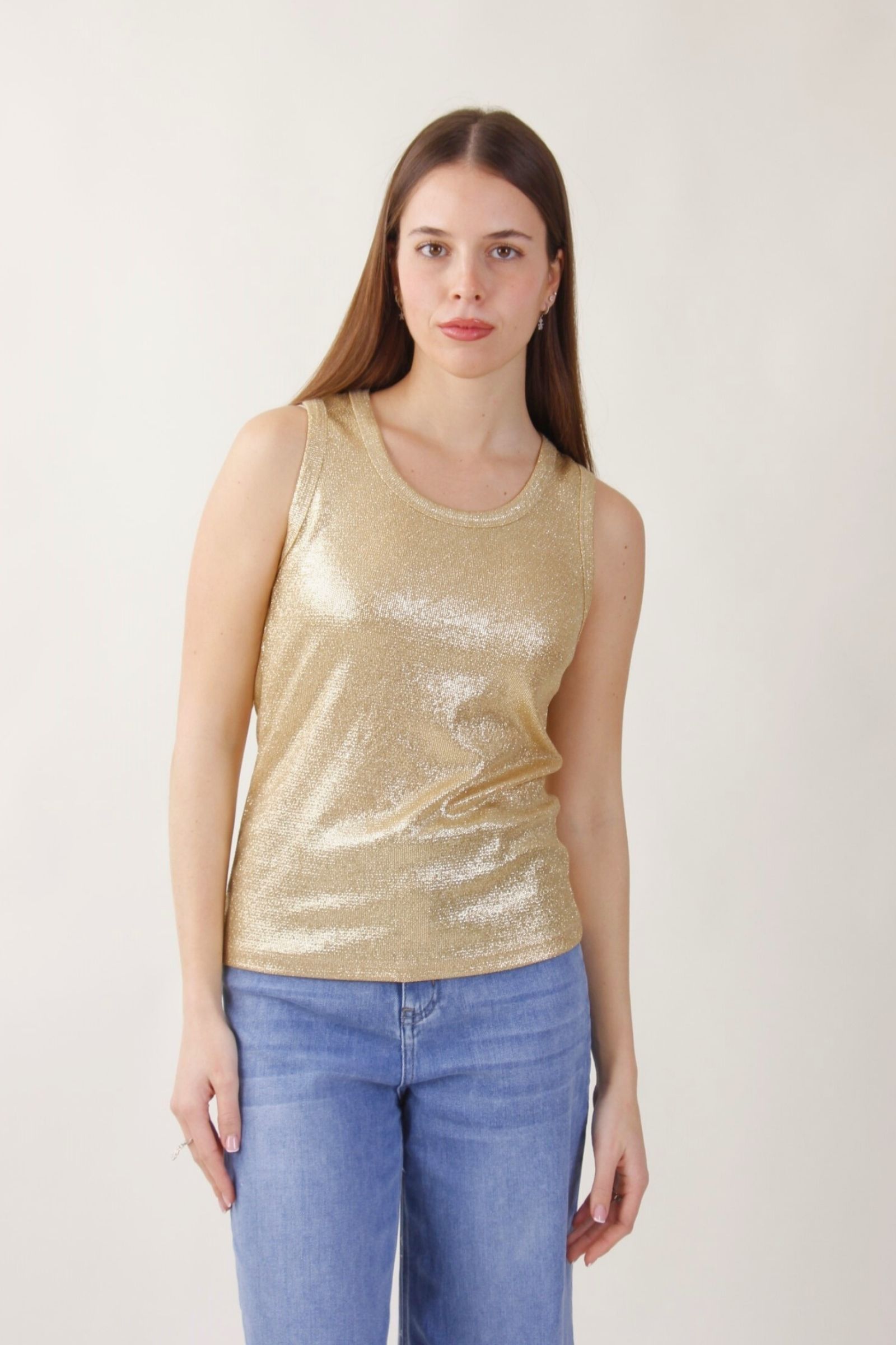 PN0001-90_BEIGE CANOTTA CON LUSTRINI - Μπεζ, TU