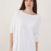 MAGLIA OVERSIZE MANICHE CORTE CON ORLI A COSTINE - White, TU
