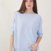MAGLIA OVERSIZE MANICHE CORTE CON ORLI A COSTINE - Sky blue, TU