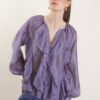 CAMICIA IN TENCEL CON ROUCHES - Blu-jeans, TU