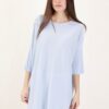 MAGLIA CON MANICHE A 3/4 E POLSI A COSTINE - Celeste, TU