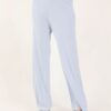 PANTALONI A PALAZZO IN MAGLIA - Celeste, TU