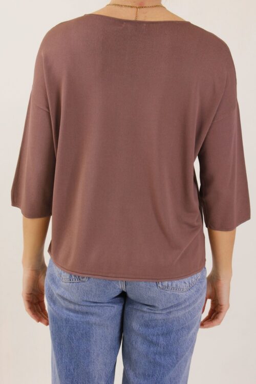 Alternative view of MAGLIA SCOLLO ROTONDO CON MANICHE A 3/4