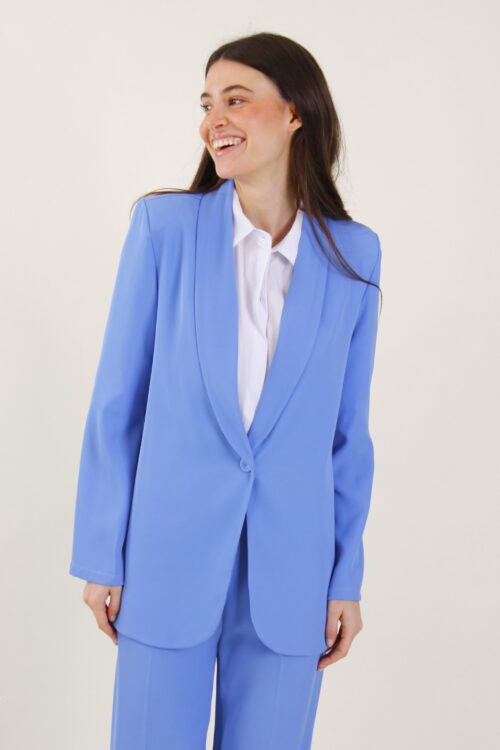 BLAZER MONOPETTO IN TESSUTO FLUIDO