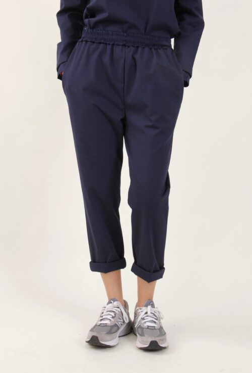 PANTALONI A SIGARETTA CON RIFINITURE IN RASO